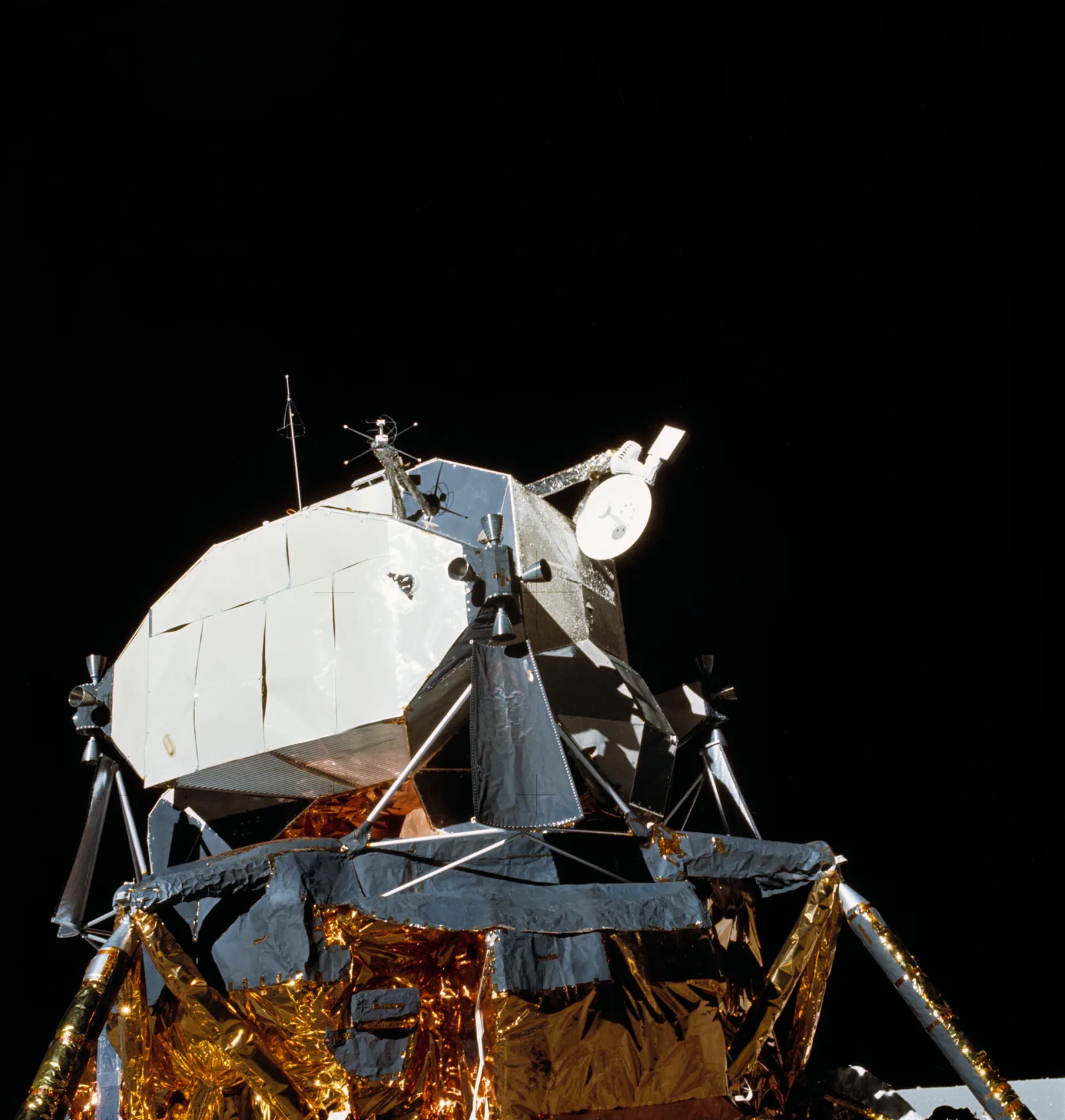 A lunar module on the lunar surface.