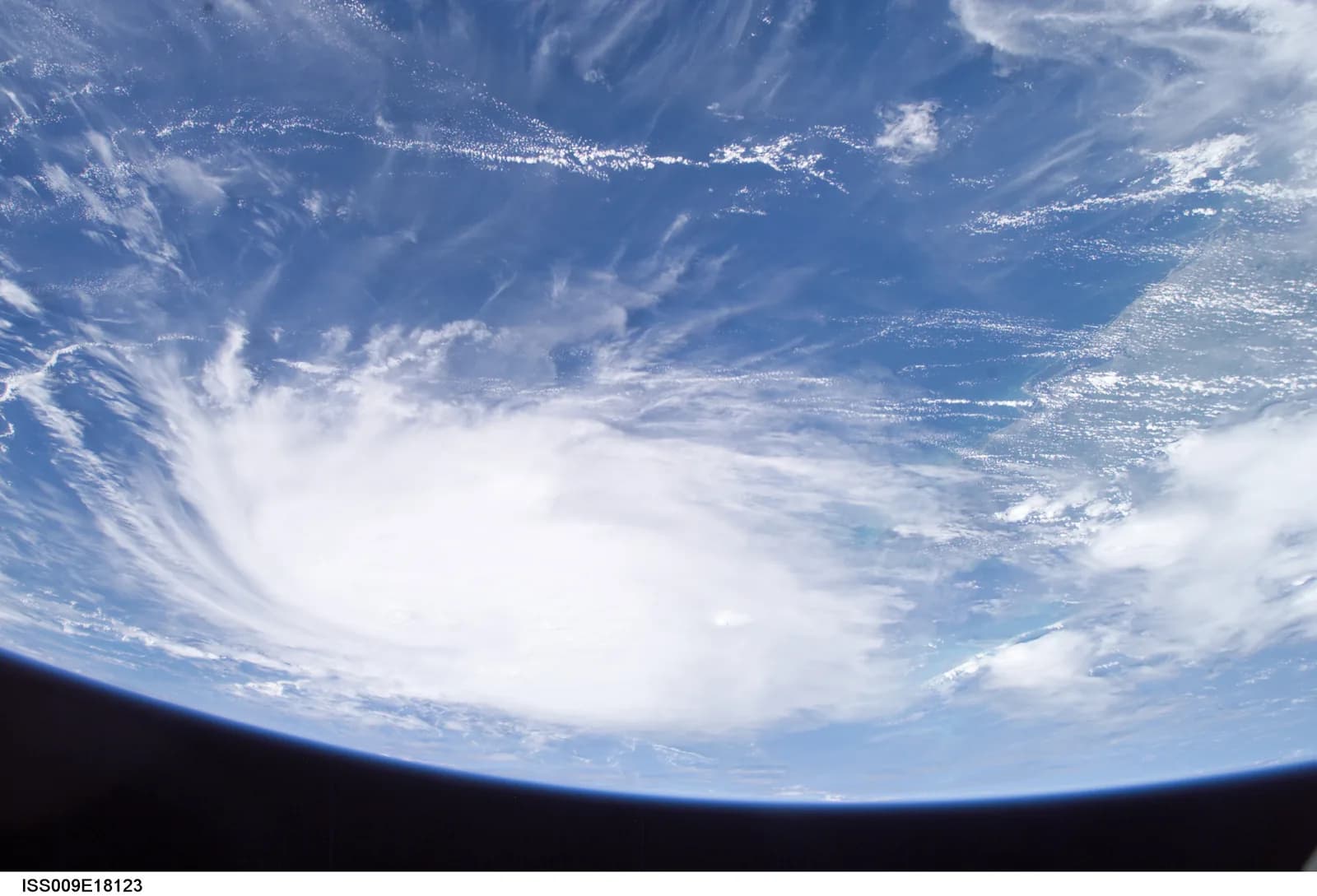A hurricane seen from orbit.